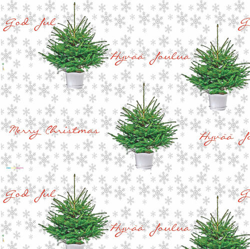 Paperiarkki Christmas trees white 75x100cm 10kg (TOIMITUS VIIKKO 37)